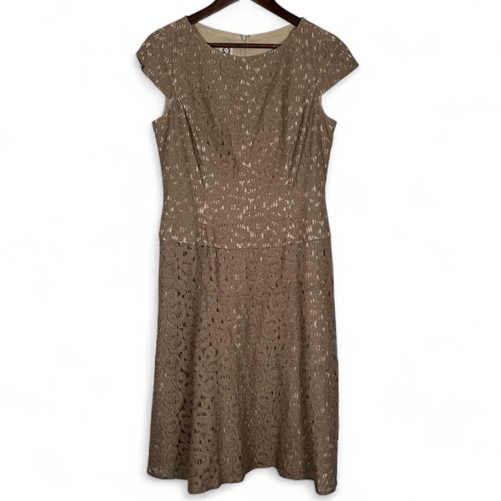 Anne Klein Tan Lace Midi Dress